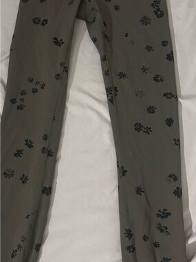 Lululemon Floral Print Olive Green Leggings